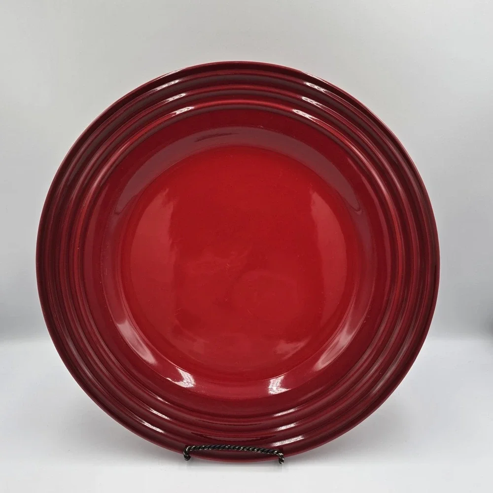Le Creuset Solid Red Cerise Cherry Stoneware‎ Round Dinner Plate 12